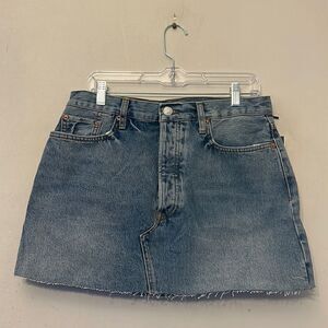 Re/Done Faded Blues 90’s button fly mini skirt Size 29 New